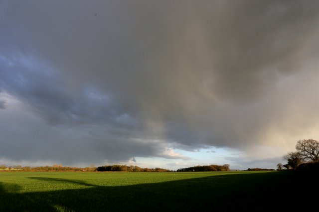 Rain filled clouds in Norfolk sky